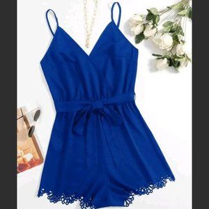 Shein Plus Laser Cut Belted Romper